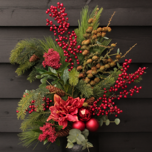 Zijden kerstboeket-Rode sfeer